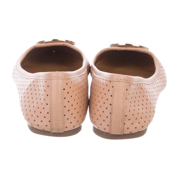 Tory Burch Round toe flats with gold emblem on toe. - Picture 2 of 6